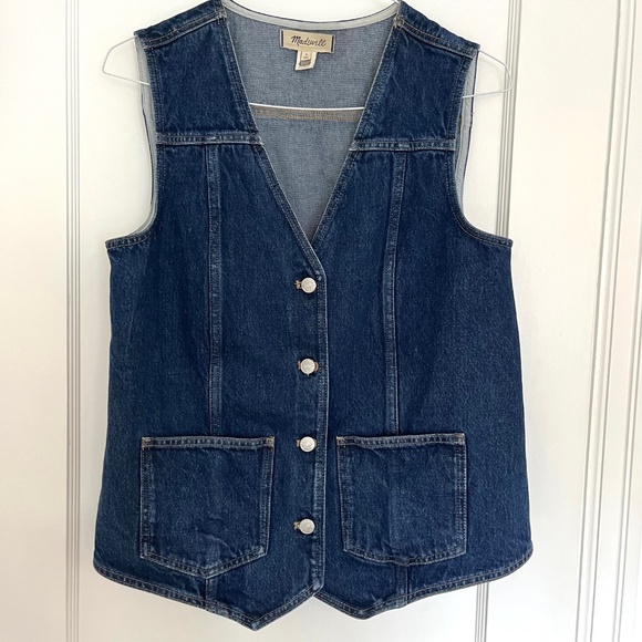 Madewell Denim Snap-front Long Vest | Size Medium - Picture 3 of 8